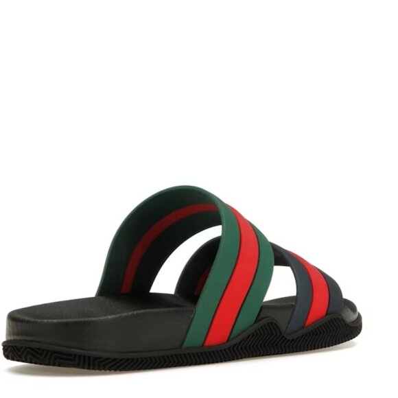 100% AUTHENTIC Gucci Men’s Rubber Slide Sandals Green/Red/Blue SIZE 10 US - Picture 4 of 5